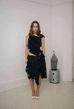 Emma Jing's Advert Skirt - Black Stripe