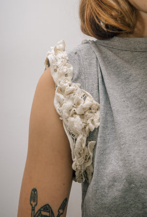 Emma Jing's Lace Upcycle Tee - Grey