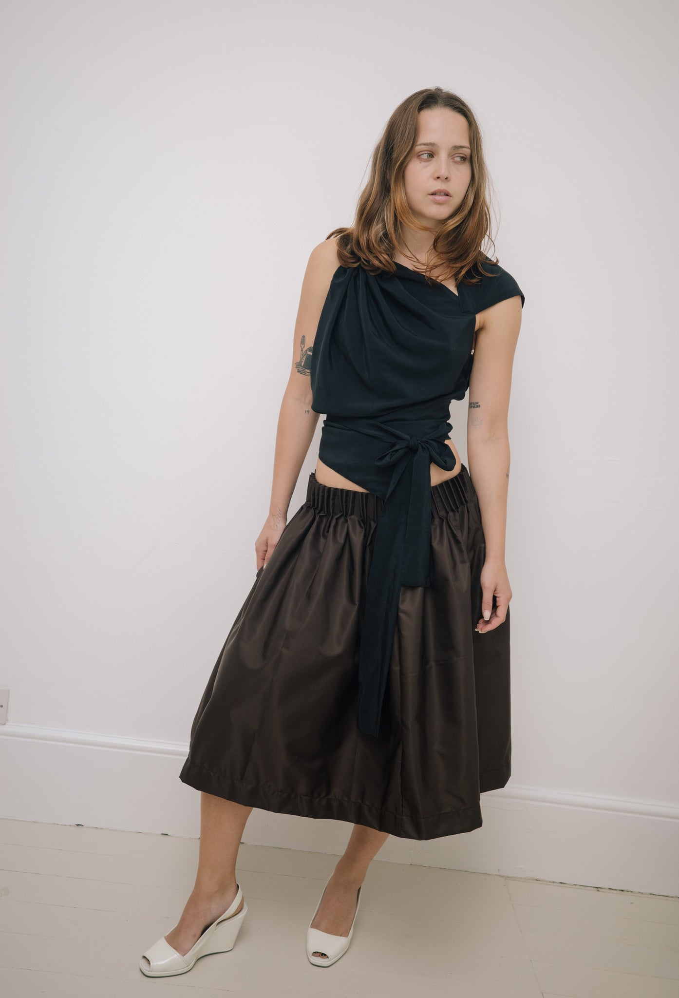 Pleated Midi - Brown