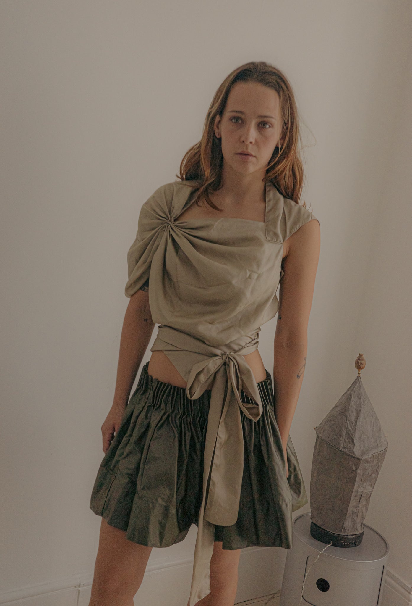Pleated Mini - Khaki
