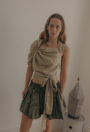 Emma Jing's Pleated Mini - Khaki