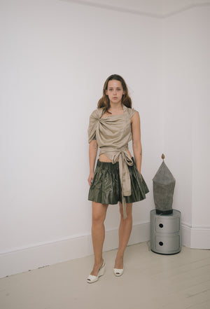 Emma Jing's Pleated Mini - Khaki